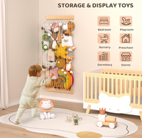 Organisateur de jouets en bois pour animaux en peluche, hamac suspendu pour jouets, hamac en bois pour animaux en peluche, étagère d'angle en bois