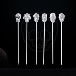 อุปกรณ์บาร์โลหะสีทองเงินสไตล์วินเทจจากโรงงานผลิตโดยตรง ที่เสียบผลไม้ 12 ซม. ผลิตจากสแตนเลส 304 เป็นมิตรกับสิ่งแวดล้อม รูปทรงโครงกระดูกมนุษย์ - Product Image 2