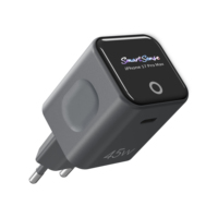Chargeur mural USB-C intelligent 45W avec écran numérique, prise UE, adaptateur secteur rapide pour smartphone, tablette et voyage