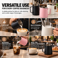 Pichet à lait en acier inoxydable Kingze avec logo personnalisé, bec verseur incliné, 600 ml, avec double échelle graduée