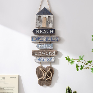 ป้ายไม้ติดผนัง <span class=keywords><strong>กฎ</strong></span>บ้านริมชายหาด ผ่อนคลาย หยุดใจ สนุกกับการตกแต่งบ้านและร้านอาหาร สไตล์เมดิเตอร์เรเนียน สีไม้ธรรมชาติ - Product Image 1