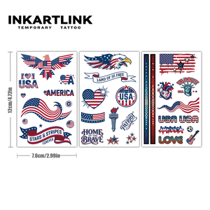 Tatouages Temporaires USA Coupe du Monde 2026 Autocollants Supporters Pays Hôte Stars and Stripes Aigle Art Corporel Imperméable 3 Feuilles pour Fans - Product Image 5