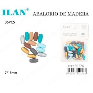 Perline in Legno Ilan 7x15mm Ovali Tonalità Morandi con Foro per Creazione di Gioielli - Product Image 3