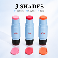 Stock disponible, stick de blush crémeux multicolores avec pinceau, éclat naturel, prix de gros, approvisionnement en vrac, maquillage professionnel pour le visage, stick de blush pour les joues