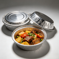 Contenedor Redondo de Papel de Aluminio con Tapa y Logotipo Personalizado, Bajo MOQ, Caja de Papel de Aluminio en Blanco para Pruebas de Restaurantes Nuevos, Venta al Por Mayor