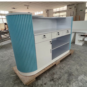 Petit comptoir <span class=keywords><strong>de</strong></span> <span class=keywords><strong>réception</strong></span> européen bleu clair en bois Antique à bas prix - Product Image 5