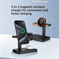 Nouveau chargeur sans fil magnétique portable 3-en-1 avec support de charge rapide 15W pour montre et écouteurs