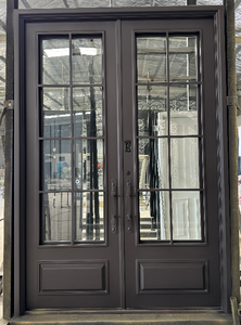 Elegante <span class=keywords><strong>Porta</strong></span> in Vetro Nero Opaco e Acciaio per Ingresso di Casa - Product Image 2