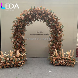 LEDA Customized Wedding Autumn Floral Artificial Flower Runner Burnt Orange Fall Arch Arrangement Wedding Flower Arch For Party - Product Image 1