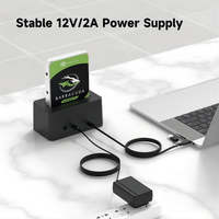 Station d'accueil pour disque dur SAS SATA EC-5351 USB3.2 Gen1 5 Gbps, prend en charge les disques durs de 2,5/3,5 pouces, capacité maximale de 30 To avec adaptateur d'alimentation 12 V/2 A