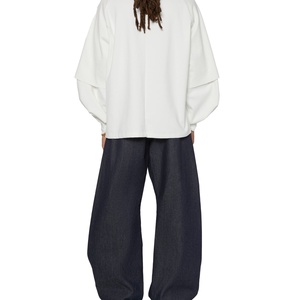 Raglan Long Sleeve <b>White</b> Oversize Loose Fit <b>Tee</b> Fashion Stylish 300GSM Boxy Layered T-Shirt - Product Image 5