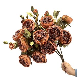 Tallos de peonía de imitación con bordes quemados hechos a mano centro de mesa de boda realista flores pintura al óleo decoración de granja botánicos artificiales - Product Image 1