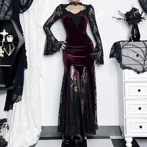 Gótico viento oscuro otoño nuevo estilo <span class=keywords><strong>Sexy</strong></span> Micro vestido Delgado encaje oscuro cola <span class=keywords><strong>de</strong></span> pez Vestido <span class=keywords><strong>de</strong></span> manga larga <span class=keywords><strong>Mujer</strong></span> - Product Image 3