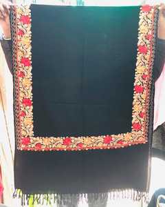 Women Black Ethnic Embroidered Digital Print Viscose Winter Shawl Long Fringe Soft Warm Breathable Durable Traditional - Product Image 1