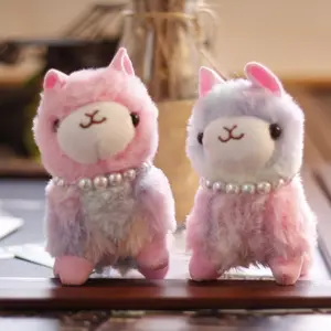BOTU Grosir Pabrik Mini Llama Boneka Mewah Mainan Hewan Alpaca Boneka Hewan Boneka Mewah Gantungan Kunci Llama Lucu untuk Hadiah