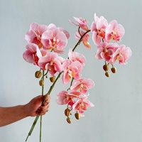 Anggrek Phalaenopsis Buatan Tangan dari Lateks Real Touch, Batang 81cm, 7 Kepala, Dekorasi Vas Tengah Meja, Pernikahan, Hari Ibu
