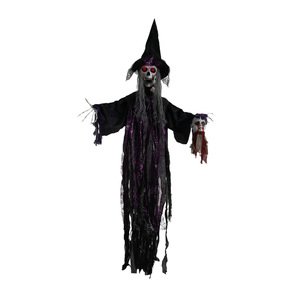 Décoration d'Halloween : Sorcière suspendue grandeur nature 190x100cm, extérieure, avec contrô<span class=keywords><strong>le</strong></span> vocal, yeux rouges lumineux, effet fantôme effrayant - Product Image 5