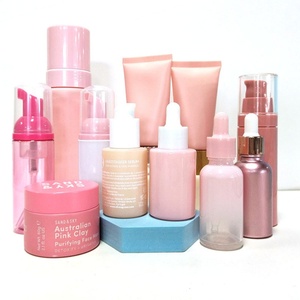 Custom <b>Pink</b> Glass Cosmetic 30ML Toner <b>Bottles</b> and 50g Cream Jars Set Packaging Skin Care <b>Bottle</b> Face Cream Jars - Product Image 1