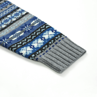 AiNear Vente en gros Logo personnalisé Design Oem & Odm Fair Isle Pull-over en tricot de laine à manches longues et col rond en jacquard bleu pour hommes