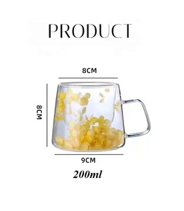 Tasse <span class=keywords><strong>à</strong></span> <span class=keywords><strong>café</strong></span> en <span class=keywords><strong>verre</strong></span> borosilicate <span class=keywords><strong>à</strong></span> double paroi avec poignée, motif fleurs séchées, emballage sécurisé et design <span class=keywords><strong>original</strong></span> - Product Image 6
