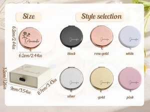 Espejo personalizado para despedida de soltera, invitado, amigo, regalo de aniversario, espejo de metal de bolsillo para maquillaje - Product Image 6
