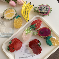 Pinces à cheveux personnalisées pour femmes et filles, pinces à cheveux mignonnes en forme de fruits, banane, durian, cerise, acétate, accessoires de cheveux amusants