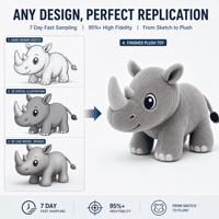 Fabricant de jouets en peluche mascotte rhinocéros personnalisés OEM ODM Vente en gros Poupée réaliste en peluche pour mascottes de marque et articles cadeaux