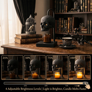 Lámpara <span class=keywords><strong>de</strong></span> Mesa Gótica con Calentador <span class=keywords><strong>de</strong></span> Velas Eléctrico sin Llama, con Temporizador y Regulador <span class=keywords><strong>de</strong></span> Intensidad, Altura Ajustable, para Decoración <span class=keywords><strong>de</strong></span> Dormitorio Espeluznante o <span class=keywords><strong>de</strong></span> Halloween - Product Image 5