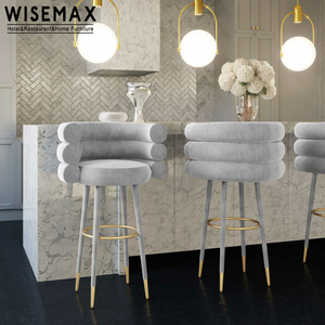 Uxury-muebles de salón para restaurante, taburete de <span class=keywords><strong>bar</strong></span> de tela de terciopelo con marco de metal para cocina y <span class=keywords><strong>bar</strong></span> - Product Image 1