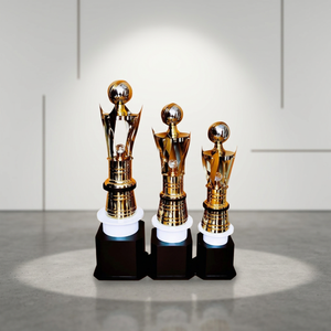 Trophée de cricket en métal, forme personnalisée, finition or et argent, souvenir sportif pour événements scolaires, ensemble plaqué or, événement promotionnel 16-20mm - Product Image 1