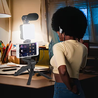 Kit de diffusion en direct AY-49 Best-seller avec 49 lumières LED, télécommande, microphone, support en plastique pour bureau, téléphones portables et lit