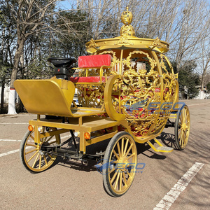 Popular Carroza de Caballos Dorada de Princesa Real con Diseño de Calabaza / Carruaje de Caballos para Boda de Cenicienta / Vagoneta de Caballos Eléctrica para Turismo en Venta - Product Image 5