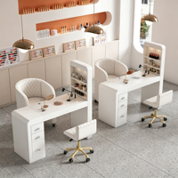 Ensemble de table et chaise de manucure pour salon de beauté moderne avec collecteur de poussière, tables à ongles blanches de luxe, ensemble de table et chaise de manucure
