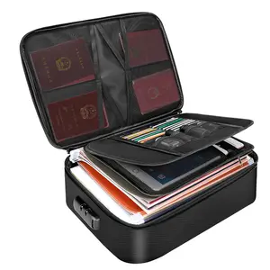 Bolsa de almacenamiento personalizada Bolsa de almacenamiento de archivos portátil multicapa Premium Bolsa de documentos segura ignífuga impermeable con cerradura