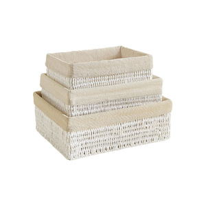 Woven Storage <b>Basket</b> Set Rectangle Handmade Three Piece L36x27x13cm M32x24x12cm S28x20x10cm For Home Cosmetic <b>Wardrobe</b> Snack - Product Image 5