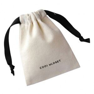 <b>Canvas</b> Rope Handle <b>Drawstring</b> <b>Bag</b> with Custom Logo Screen Printing Promotion Small Size - Product Image 6