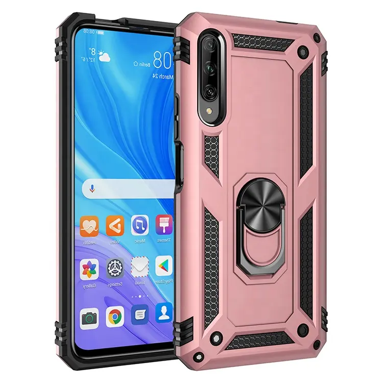 Factory Price Shockproof Armor Metal Ring Y9s TPU PC Kickstand Coque Funda for huawei y9 prime 2019 back cover phone case