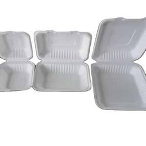 9x6 inch Biodegradable rectangular bamboo paper pulp box food box for lunch