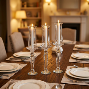 SMOOTH Detachable Clear Crystal Candlestick Set <b>Tall</b> Glass Candle Holder for Wedding Party Banquet <b>Table</b> Centerpiece Decor - Product Image 1