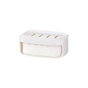 Beans Double Layer Soap Dish White Rectangular Plastic Drainage For Bathroom Toilet - Product Image 1