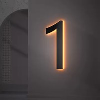 Alta calidad Metal 3D Led casa número luz al aire libre Acero inoxidable iluminado letra signo Logo dirección Puerta placa