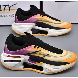 Lightweight Bright-colored Shock-absorbing Arch <b>Support</b> Casual Running Shoes Laces Pointed Toes Cotton Fabric Basketball Shoes - Product Image 1