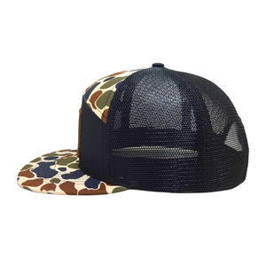 OEM Factory Custom Embroidery Leather Logo Cotton 7 Panel Sport <b>Baseball</b> <b>Cap</b> <b>Black</b> Mens Gorras Trendy 168 Trucker Hat - Product Image 4