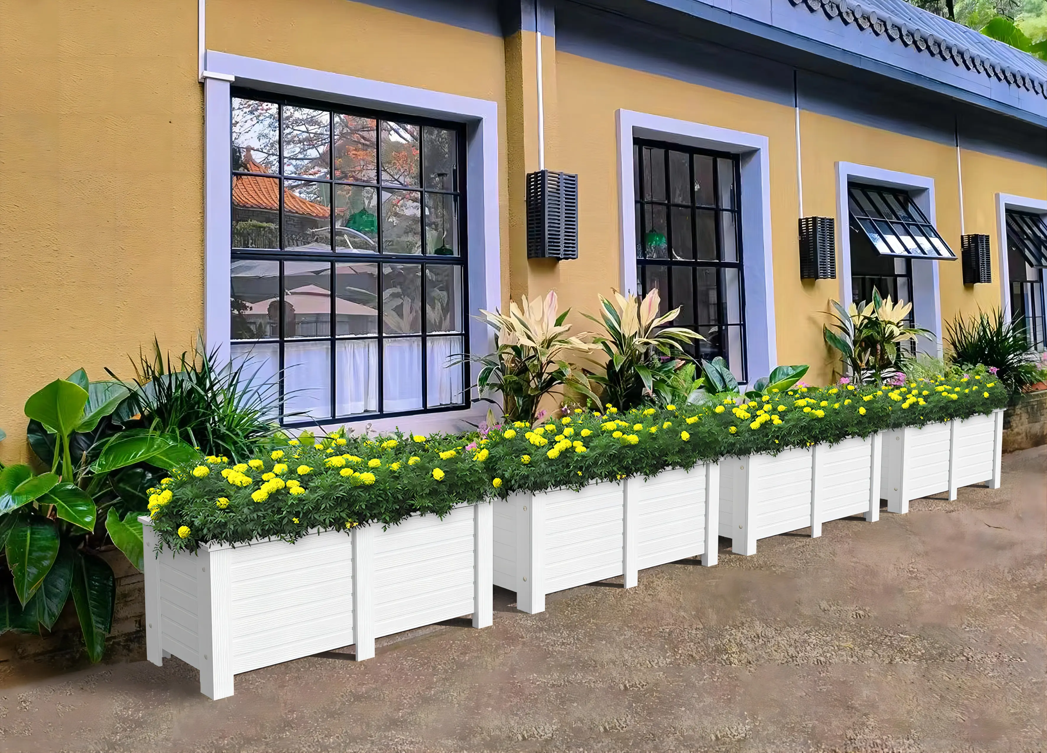 Boîte extérieure de planteur de lit de jardin de PVC écologique en gros pour la fleur