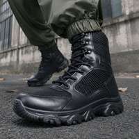 Bottes en cuir noir respirantes avec fermeture éclair et maille pour la randonnée, l'alpinisme et l'entraînement en extérieur