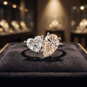 Anillo Doble de Diamantes Cultivados en Laboratorio, 1.5 Quilates en Forma de Pera y 1.1 Quilates en Forma de Corazón, Oro Blanco de 14k, Certificado IGI, Anillos de Diamantes Elegantes y de Lujo, Shreya Diam - Product Image 3