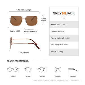 Gafas de Sol Poligonales sin Marco, Estilo Europeo Americano, Lentes Polarizadas UV400 con Metal Dorado, Protección Solar Unisex - Product Image 4