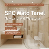 Panneau mural de salle de bain imperméable en SPC, motif tissu mat, assemblage rapide