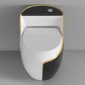 Cuvette de toilettes monobloc en céramique de luxe chinoise noire <span class=keywords><strong>et</strong></span> blanche - Product Image 1