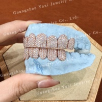 Grillz dentaire personnalisé pour homme, motif nid d'abeille, en argent S925, plaqué or rose massif 10K 14K 18K, avec Moissanite VVS et diamant de laboratoire, troisième modèle